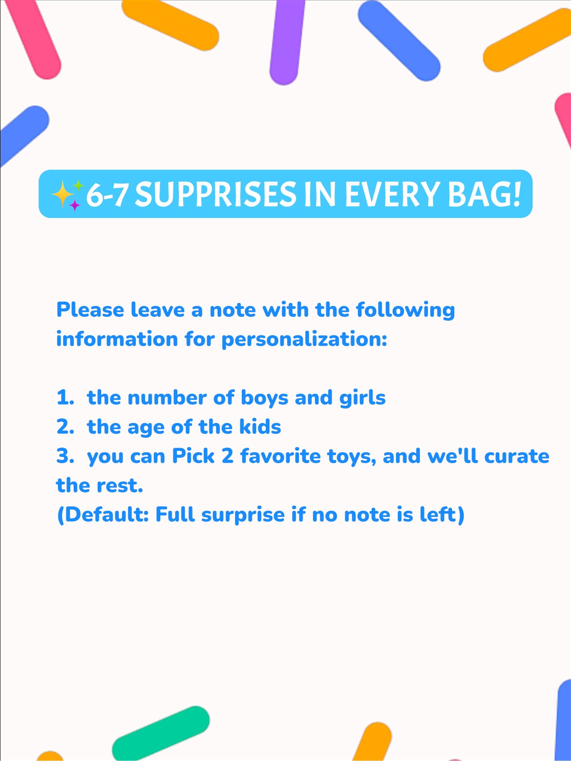 6-7 toys for goodie bag